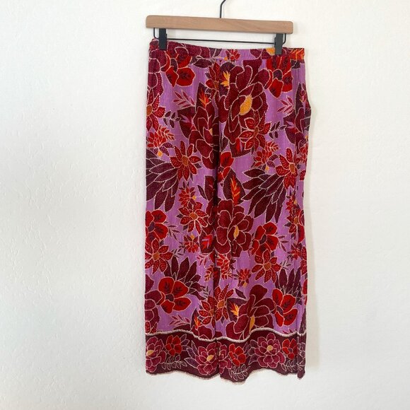 ⭐️Palazzo Floral Hipster Hippie Artsy Boho Bohemian Girly Wide Pullon Crop Pants - Picture 1 of 4